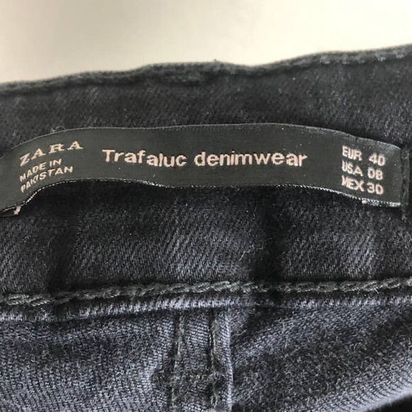 Zara Black Straight Leg Jeans with Floral Embroidery - Picture 7 of 15